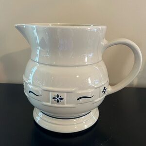 '90s Longaberger Woven Traditions Pottery Heritage Blue Large 64oz Juice Pitcher